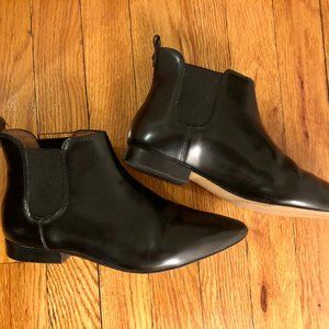 Madewell Black Leather Boots Pointed Toe Size 6.5